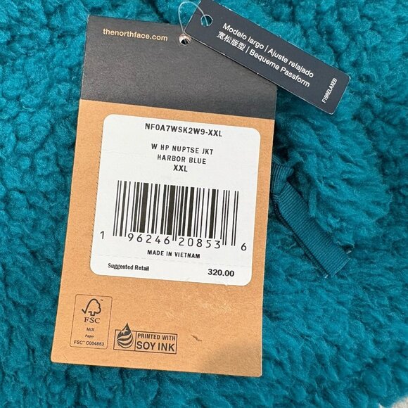 The North Face Nuptse Sherpa High Pile Down Jacket Harbor Blue Womens XXL - Picture 10 of 15